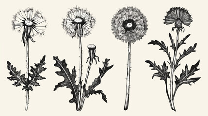 Dandelion medical botanical isolated illustration.