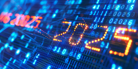 Fototapeta premium Hintergrundmotiv für das Jahr 2025 als Digital Space Design