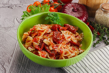 Italian pasta with dry tomato