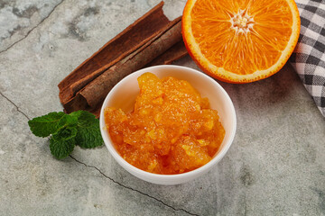 Tasty homemade Orange jam in the bowl