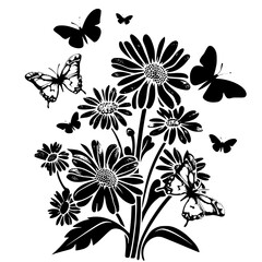 Daisy silhouette, daisy svg, daisy png, daisy illustration, Daisy, Silhouette flower, floral svg, herb svg, flower illustration, flower, floral, vector, nature, illustration, spring, design, pattern, 