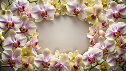 A sophisticated arrangement of orchids forming an intricate frame, adding a touch of luxury and...