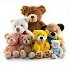 two teddy bears on white