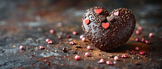 Heart shape dark icing frosting chocolate cake white