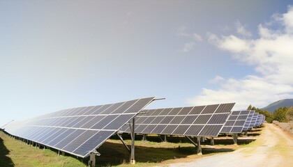 Solar power plant with blue sky