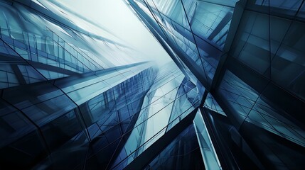 Futuristic Abstract Architecture with Geometric Shapes and Angular Lines, Vibrant City Lights at Dusk, Monochromatic Film Touch, Macro Lens Capture
