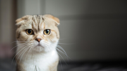 Süße Britisch Kurzhaar Katze Gesicht blickt in die Kamera Nahaufnahme