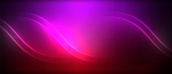 Neon glowing circle rays, light round lines in the dark, planet style neon wave lines. Energetic electric concept design for wallpaper, banner, background