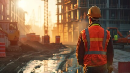A construction supervisor oversees a bustling worksite, coordinating activities and resources to ensure projects progress smoothly and on schedule.