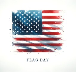 Watercolor painting illustration of the U.S. flag for Flag Day. 