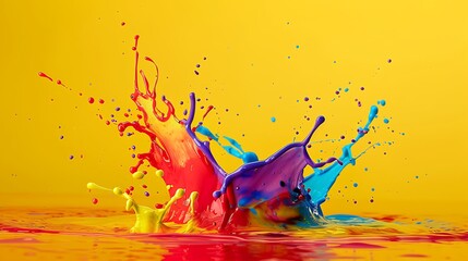 Colored splash on a yellow background