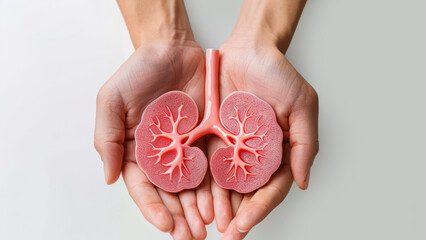 Human Kidney Anatomical Model in Hands Highlighting Renal Health, Structure, and Medical Knowledge