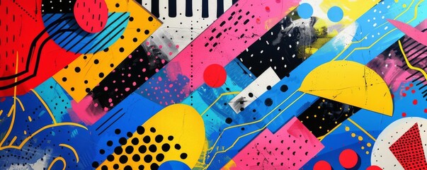 A pop art music festival with vibrant colors, abstract shapes, and modern stage designs, Pop Art, Digital Art