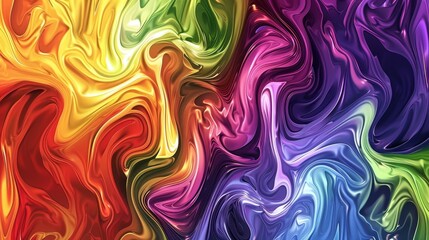 Fluidity of Diversity - Vibrant LGBT-themed Abstract Art with Swirling Rainbow Patterns