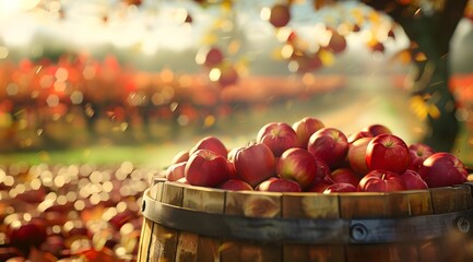 A bountiful harvest of red apples on a sunny autumn day