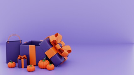 Happy halloween promotion background template. Halloween promotion 3d illustration