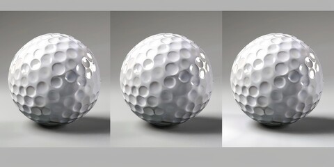 Three golf balls are shown in a row, each one slightly different from the other