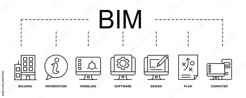 Wall mural bim banner web icon vector illustration concept for building information modeling with icon of build