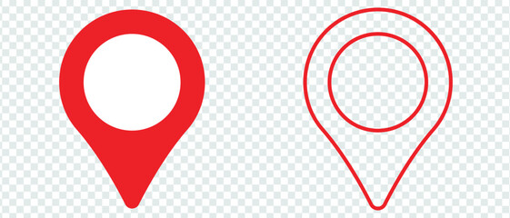 red pin point. map address location pointer symbol. location pin icon symbol sign isolated on transparent background, map icon. Location pin icon flat vector illustration design 
