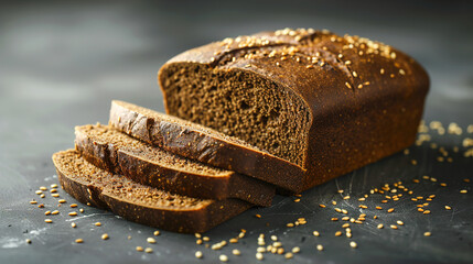 The simplicity of cut rye bread isolated on a white background