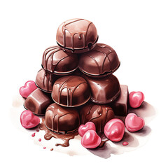 Chocolate candies velentines isolated on transparent background AI generated