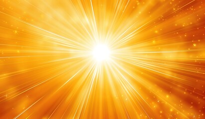 Sunburst rays of sunlight, Snowflakes and stars on orange light.