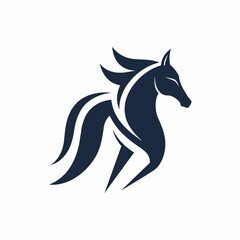 Elegant horse logo design icon vector art illustration