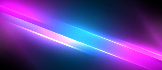 Obraz premium Neon dynamic diagonal light rays background. Techno digital geometric concept design for wallpaper, banner, presentation, background