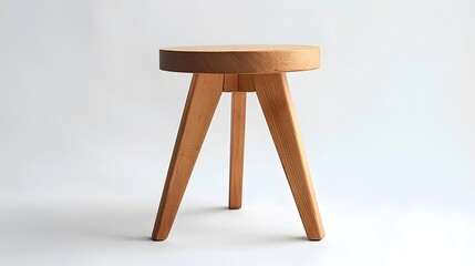 A stool with three legs, made of solid wood and designed in the style of minimalism.

