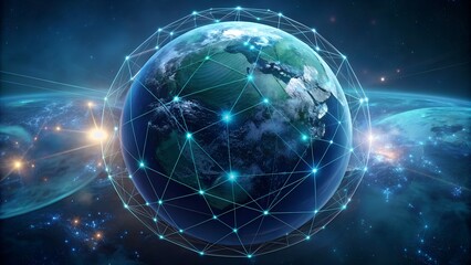 Obraz premium Global network connection concept, abstract concept earth, World map point, line, composition, representing the global, Global network connection,international meaning.