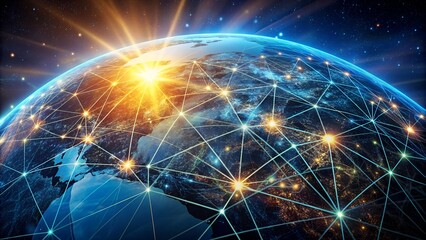 Fototapeta premium Global network connection concept, abstract concept earth, World map point, line, composition, representing the global, Global network connection,international meaning.