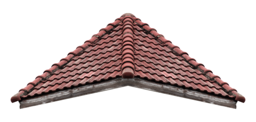 Old hip roof red tile pattern