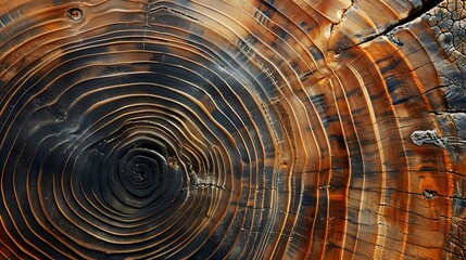 An artistic representation of the wood grain texture on tree rings, showcasing its unique patterns and colors in the style of nature.
