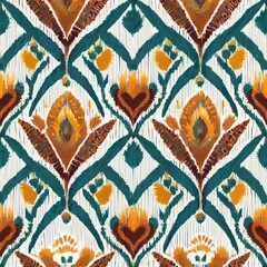 Ethnic ikat chevron pattern background Traditional pattern on the fabric in Indonesia and other Asian