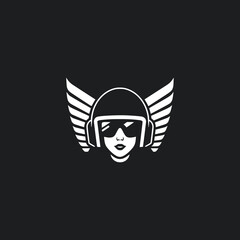 female drone pilot logo vector illustration template design © katsumatakun