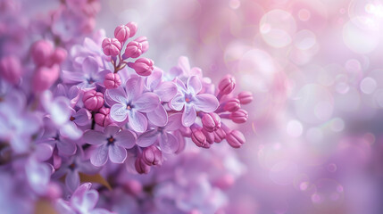 copy space, close up nature shot, high quality photo, lilac tree flower. Close-up photo of beautiful purple flowers, announcing the beginning of spring. Floral background with space for text.