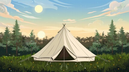 A vector illustration of a canvas bell tent.

