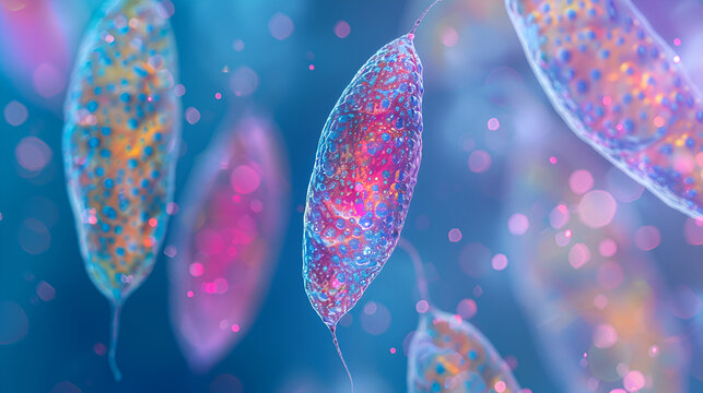 Infusoria aquatic Tiny ciliates and flagellates ,generative ai