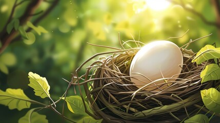 An illustration of an egg resting in a nest.

