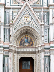 Florence, Italy - April 10, 2024: Florence cathedral with surrounding area full of tourists in Florence, Italy