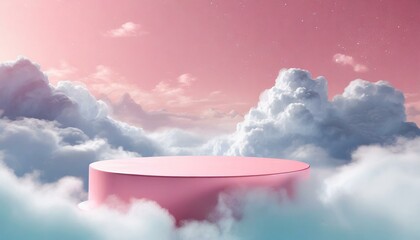 Background podium pink 3d product sky platform display cloud pastel scene render stand