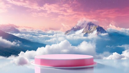 Background podium pink 3d product sky platform display cloud pastel scene render stand
