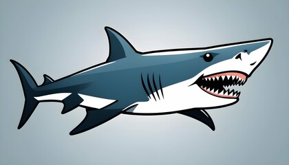 A shark icon with sharp teeth and fins upscaled_4
