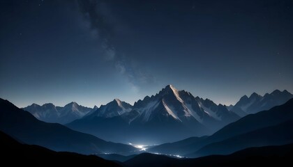 A mountain range outlined against a star filled ni upscaled_5