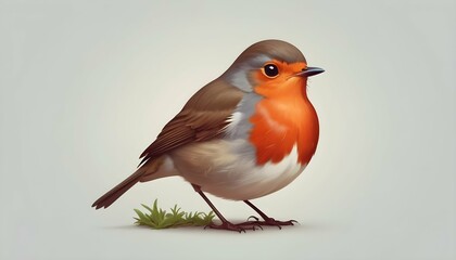 A cute icon of a robin with a red breast upscaled_3