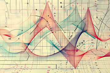 Colourful Mathematical Function Graph Abstract on XY Coordination Plane
