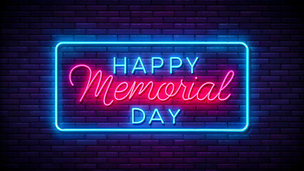 Obraz premium A Captivating Abstract Neon Happy Memorial Day Background