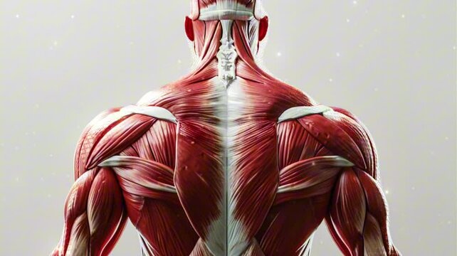 3d illustration of human upper body muscles anatomy