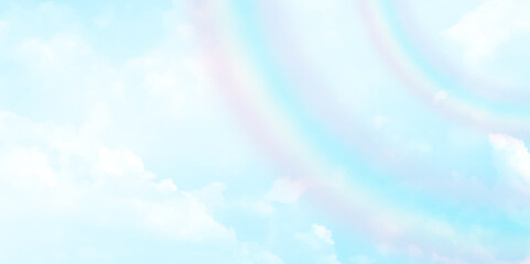 Amazing beautiful rainbow sky with clouds