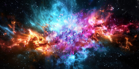 Naklejka premium exploding nebula on dark background, Galaxy with nebula and stars in space. colorful space nebula 